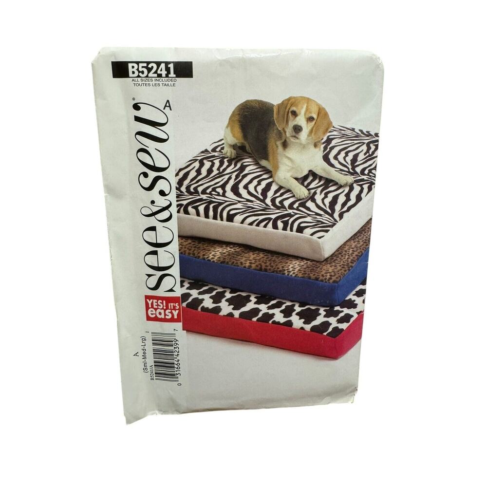 2008 See & Sew Butterick Sewing Pattern B5241 S - M - L Pet Beds Dog Cat UNCUT
